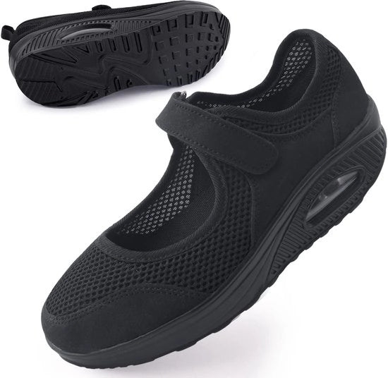 Scarpe da lavoro per donna - Chiusura a clip - Leggera - Antiscivolo - Cuscino di aria - Tessuto mesh flessibile - Sneakers