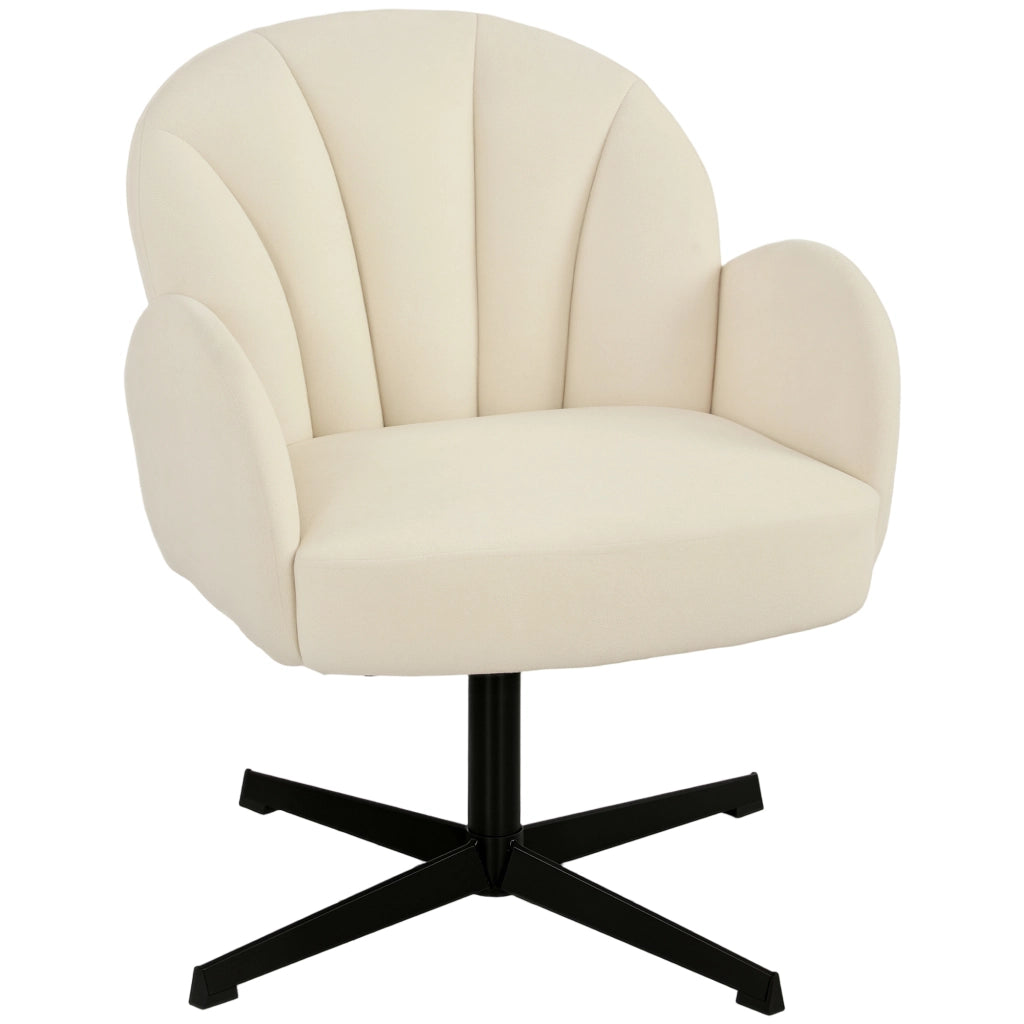 Poltrona girevole in velluto con cuscino a molle beige ¨C zephmum ¨C 90x90x90