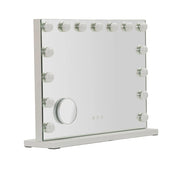 Specchio da Tavolo Hollywood 55x14x43 cm in Ferro e Specchio Bianco