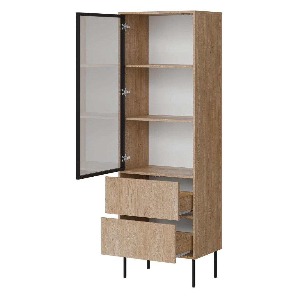 Mobile Espositore Zanica, Vetrina 2 Ripiani, 60x40x185h cm Marrone Rovere