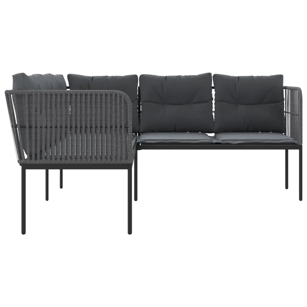 Divano Giardino con Cuscini Forma a L-Sofa da Giardino-Divanetto da esterno Nero Acciaio e Textilene 740161