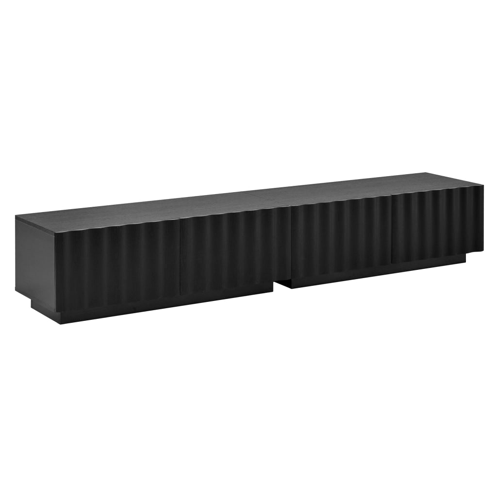 Mobile TV con Anta a Onda e Vano Contenitore ¨C MINIMAL ¨C Bianco/Nero, Push-to-Open