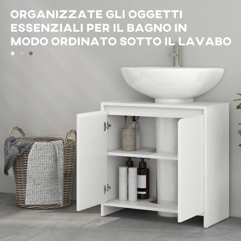 Mobile Sottolavabo Bagno con 2 Ante ¨C Zephmum ¨C Bianco 60x30x60cm