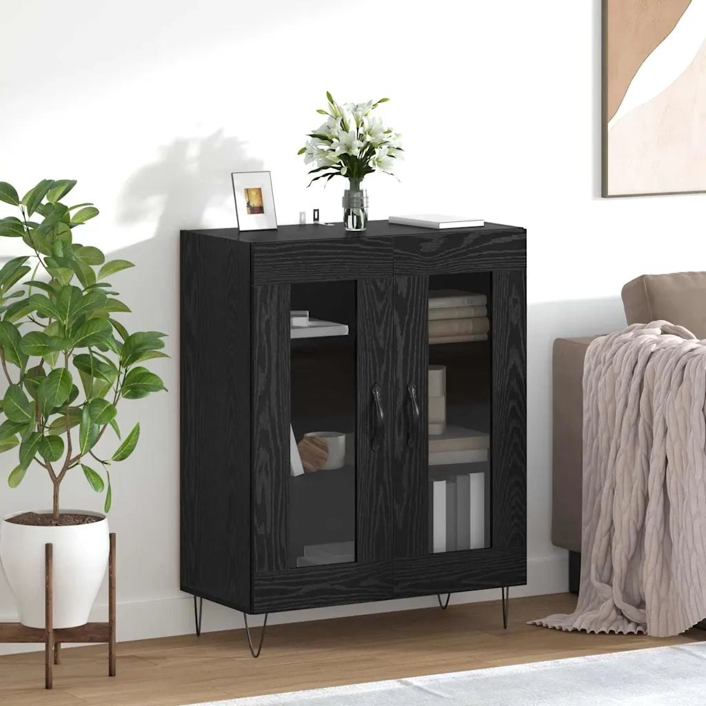 Credenza Rovere Nero 69,5 x 34 x 90 cm Legno multistrato