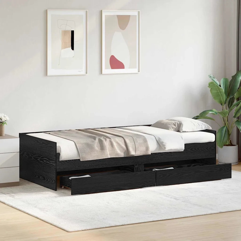 Struttura del letto Rovere Nero 90 x 190 cm Pino massello
