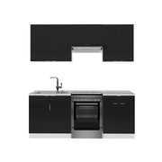 Cucina componibile Fame-Line Nero rigato/Bianco 200 cm, PL Marmo Vicco