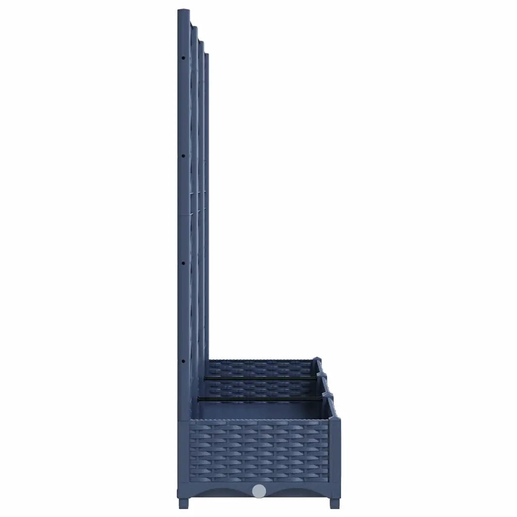 Fioriera | Cassetta per fiori | Vaso da Giardino e Graticcio Grigio Blu 120x40x121,5 cm PP