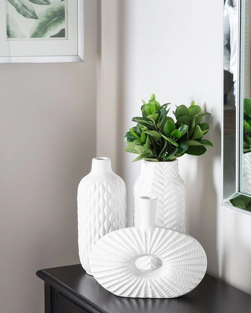 Vaso da Tavolo Decorativo gres porcellanato Bianca 31 cm Glamour in stile moderno