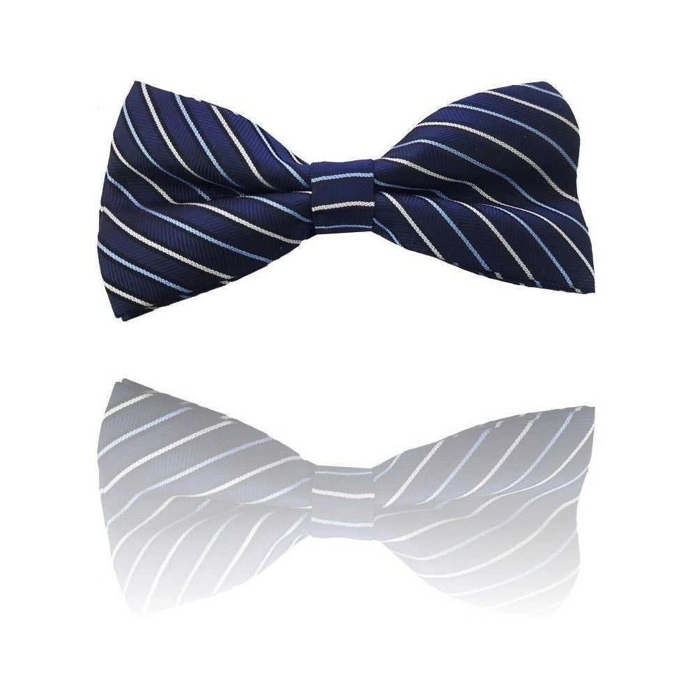 Trade Shop - Papillon Strisce Blu Beige Cravattino Farfallino Cravatta Frack Papion -