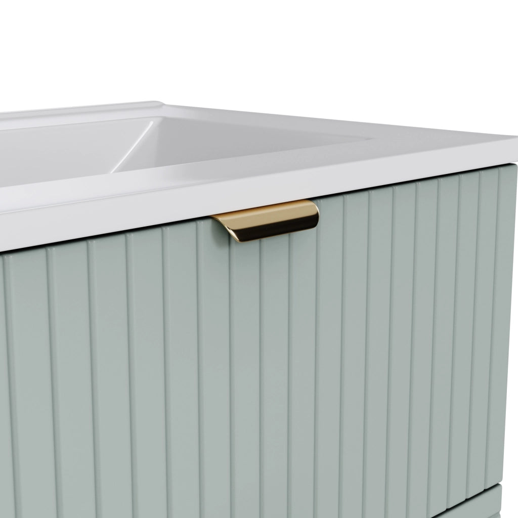 Sottolavabo Sospeso con Lavabo Integrato ¨C MINIMAL ¨C 2 Cassetti, Verde Menta, 61x46x57