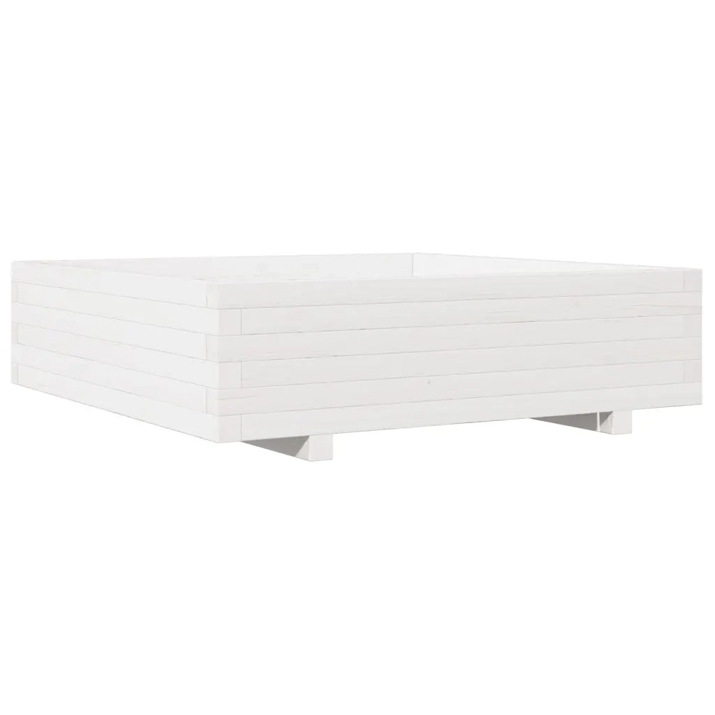 Fioriera da Giardino-Vaso da Esterno Bianca 90x90x26,5cm Legno Massello di Pino