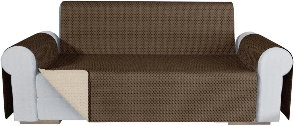 Copridivano Double Face Moderno Lavabile Fodera ProteggiDivano 4 Posti Marrone