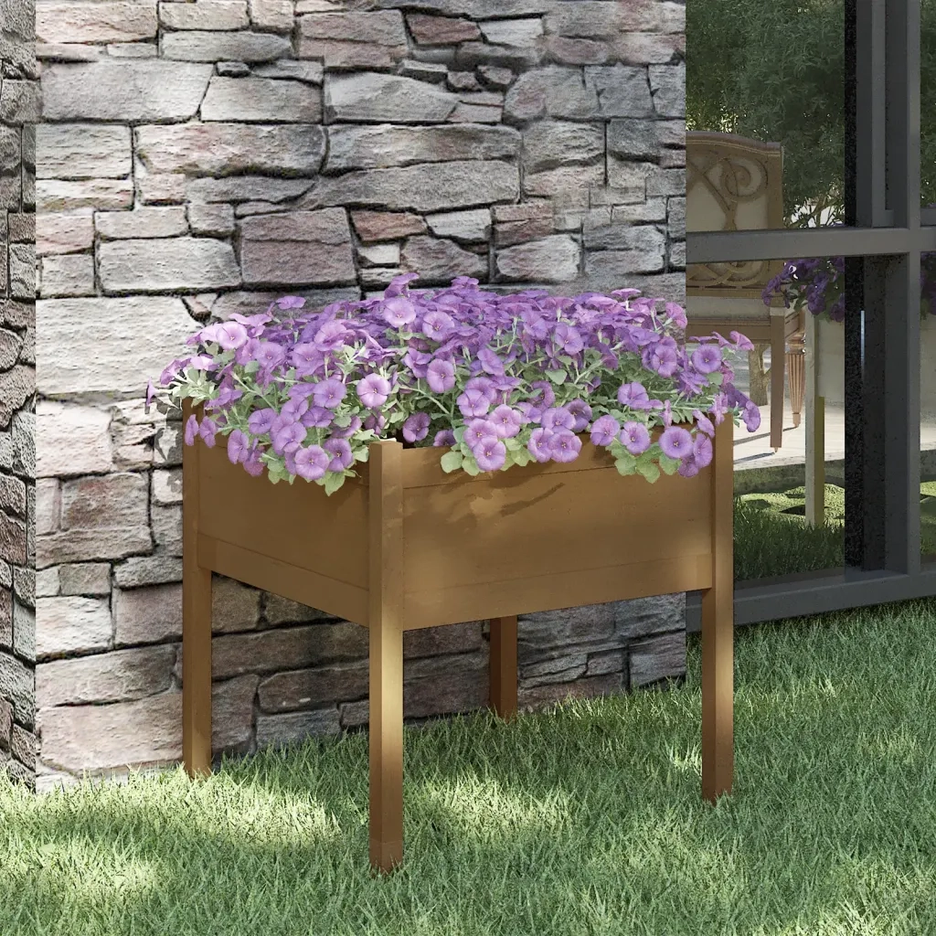 Fioriera Giardino Marrone Ambra 70x70x70 cm Legno Massello Pino 810815