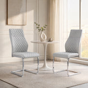 SEDIA da pranzo schienale alto 100 cm in PU grigio chiaro, Set da 2 pezzi