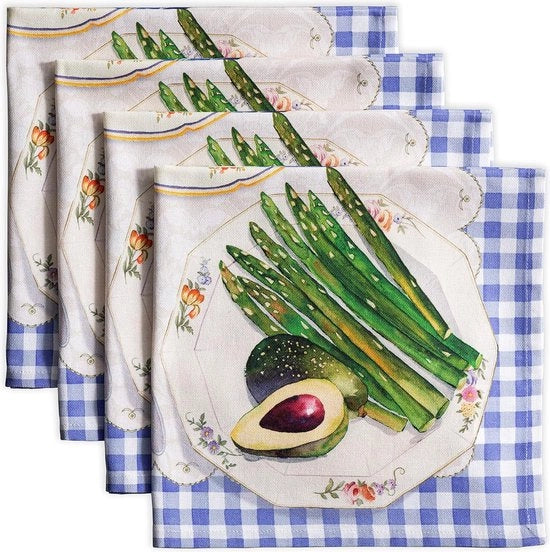 Serviette di stoffa, 100% cotone (45 cm x 45 cm), serviette lavabili, servizio da tavola per doni di madre, pasti, cucina, feste e campeggio, gourmet - primavera/estate (set da 4)