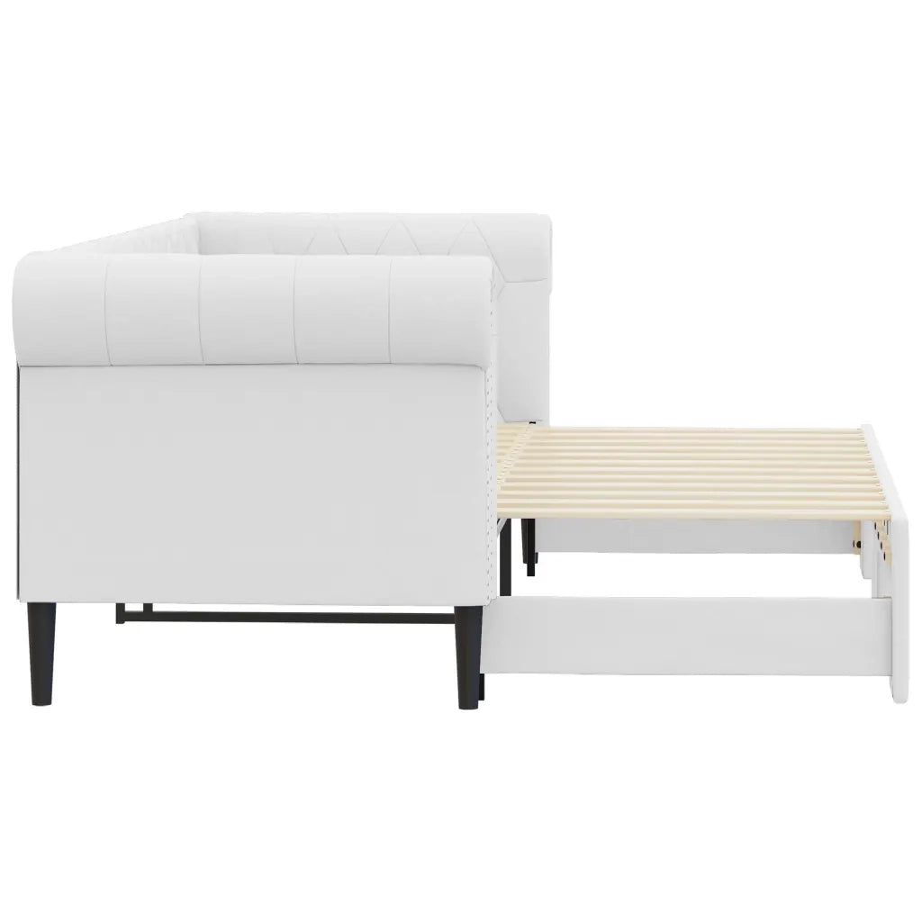 Divano Letto con Letto Estraibile Bianco 90x200cm in Similpelle