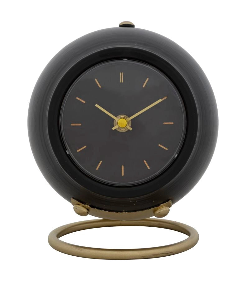 Orologio da Tavolo Ball Nero 16x13x19 cm in Ferro e Plastica