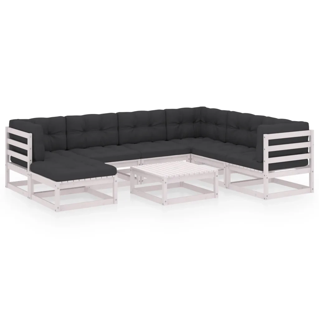 Set Salotto Giardino 8 pz Cuscini Antracite Legno Massello Pino 3076760