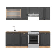 Vicco Cucina componibile Antracite Country House/oro Kraft Oak 240 cm , PL Rovere