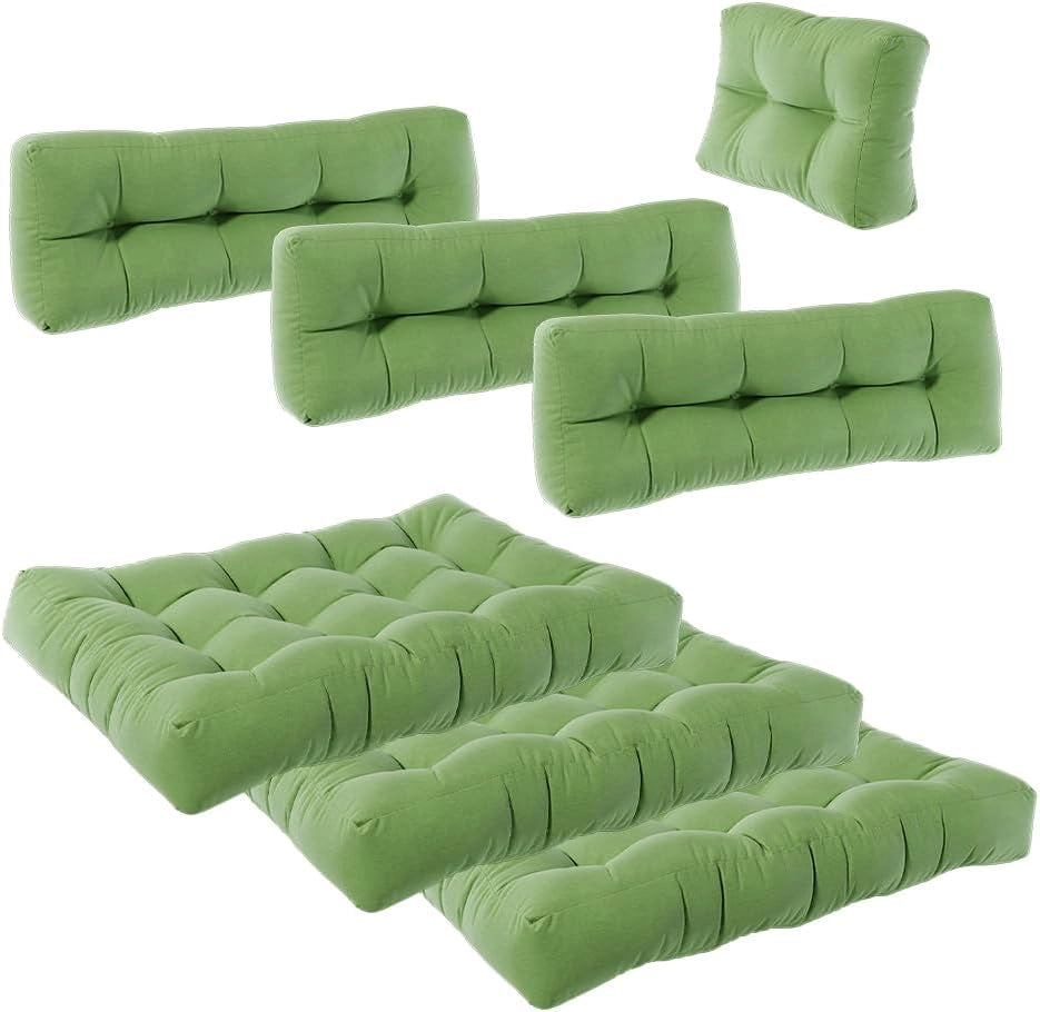 Set di cuscini per pallet "Flocken", Verde, 7 scomparti, per l’imbottitura di sedute e schienali su pallet europallet