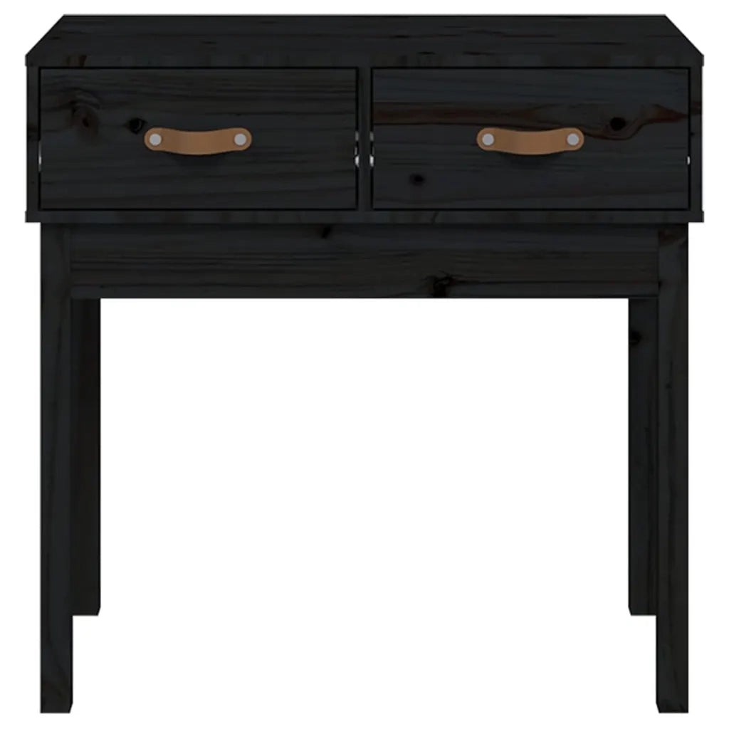 Tavolo Consolle Nero 76,5x40x75 cm in Legno Massello di Pino 821753