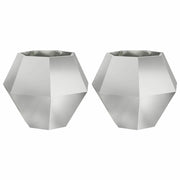 Set di 2 eleganti fioriere rettangolari da esterno 75 x 75 x 60 cm in acciaio zincato argento 02_0053115