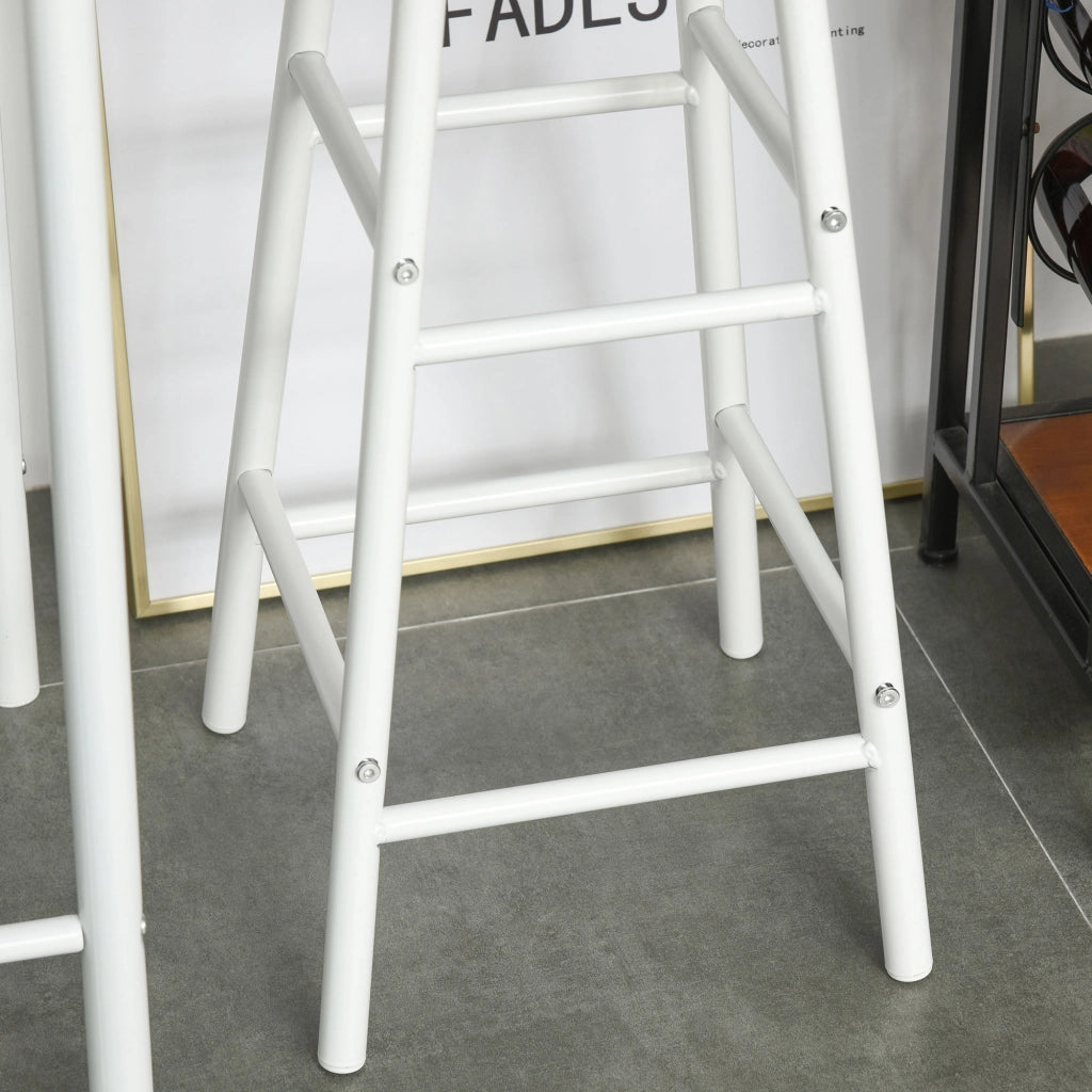 Set bartavolo 3 pezzi con 2 sgabelli, design industriale, MDF bianco, 80 x 50 x 90 cm