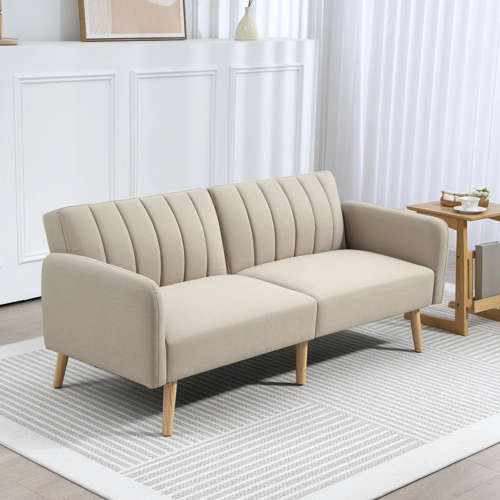 Divano letto 2 posti ¨C zephmum ¨C Tessuto beige, Struttura in legno