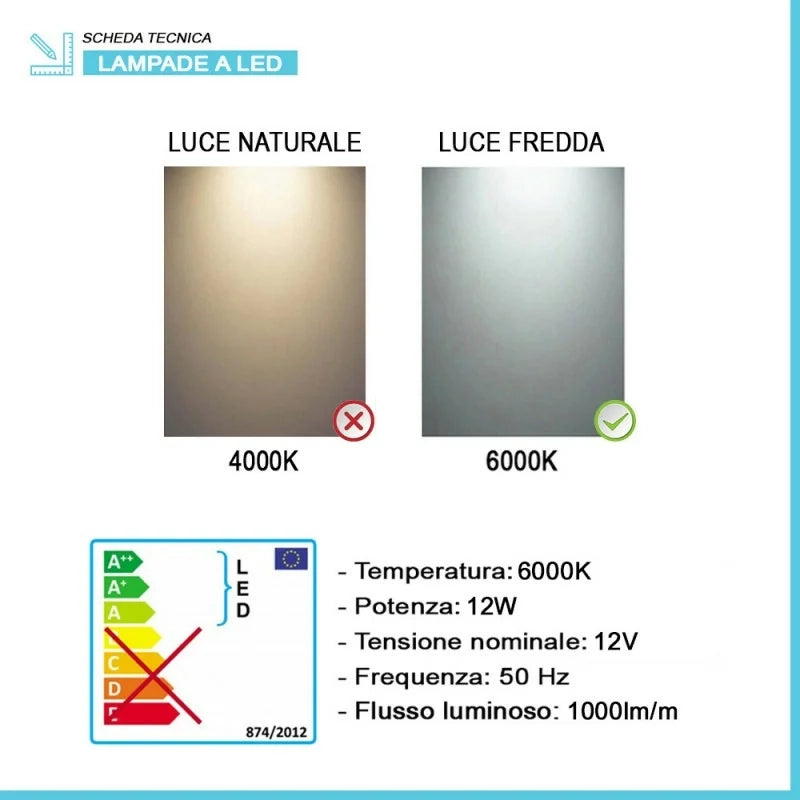 Specchio bagno 50x60 cm illuminazione perimetrale e installazione reversibile