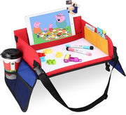 Tavolo da sedere per bambini - Cassetta da gioco con lavagna cancellabile e 6 matite colorate - Tavolo da gioco e da pranzo - Tavolo auto per passeggini, auto, aerei e tavolo da viaggio per bambini