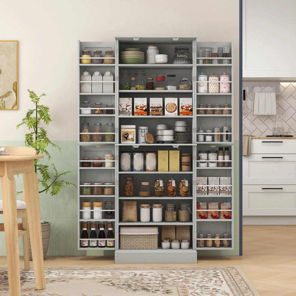 Armoire de Cuisine Buffet Cuisine Moderne 60 x 35 x 166 cm Gris