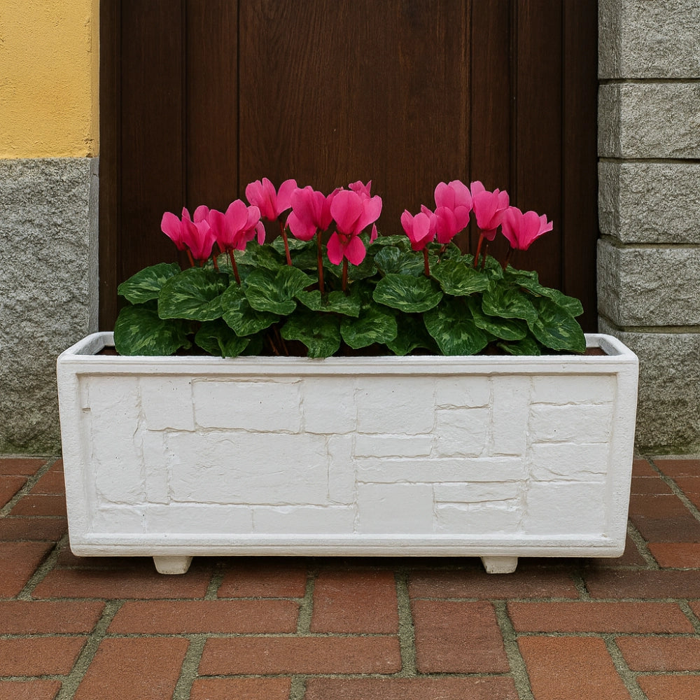 Fioriera giardino cemento effetto pietra l.100xp.40xh.43 cm serie gargano