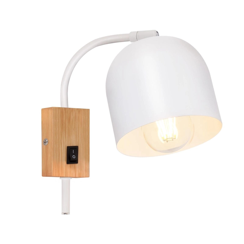 ZMH Applique con interruttore Applique da corridoio bianca E27 a una testa 330° (lampadina non inclusa)