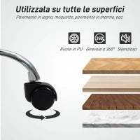 Sedia da Ufficio Regolabile con Rivestimento a Bottoni, in Pelle PU, Schiuma e Acciaio, 44x50x78-88 cm, Bianco