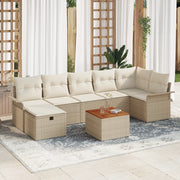 Set di SofÃ  da Giardino 8 Pezzi con Cuscini Beige Rattan Polimerico