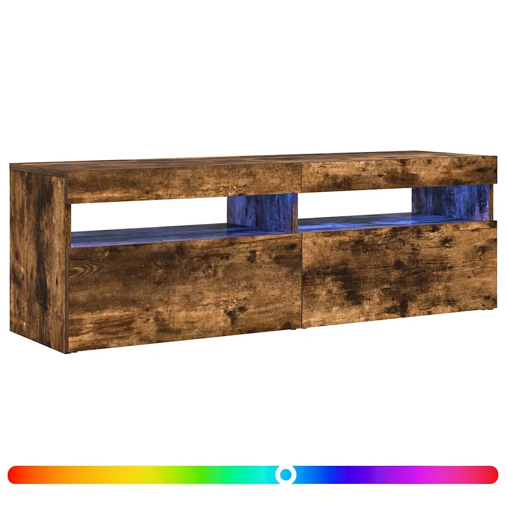 Mobile Porta TV con Luci LED Rovere Fumo 120x35x40 cm 815672