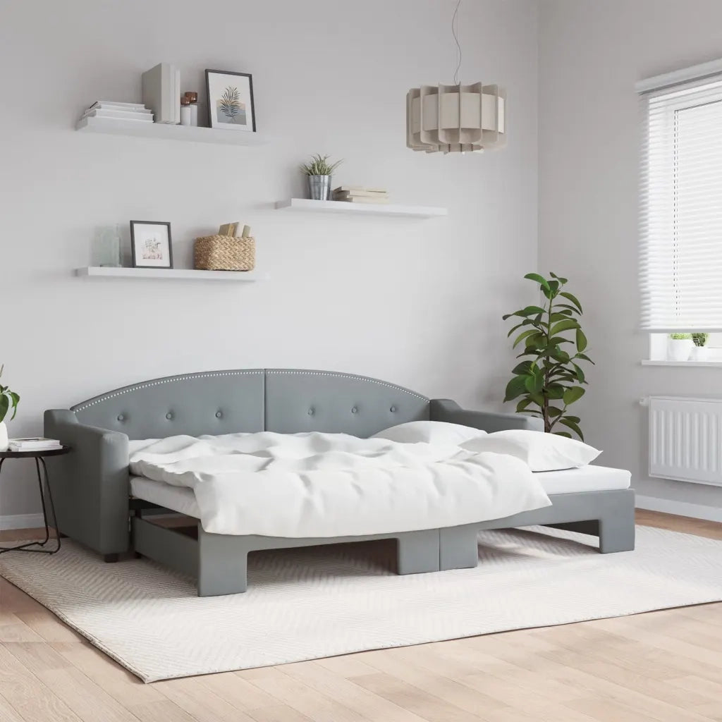 Divano Letto con Letto Estraibile Grigio Chiaro 80x200 Tessuto
