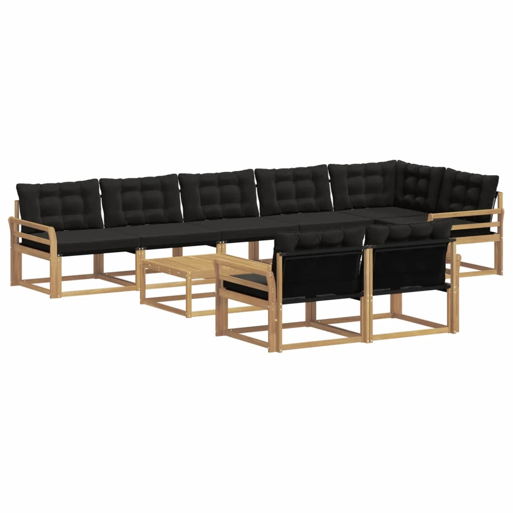 Set di divani da esterno 9 pcs Bianco e Nero 79 x 79 x 37 cm