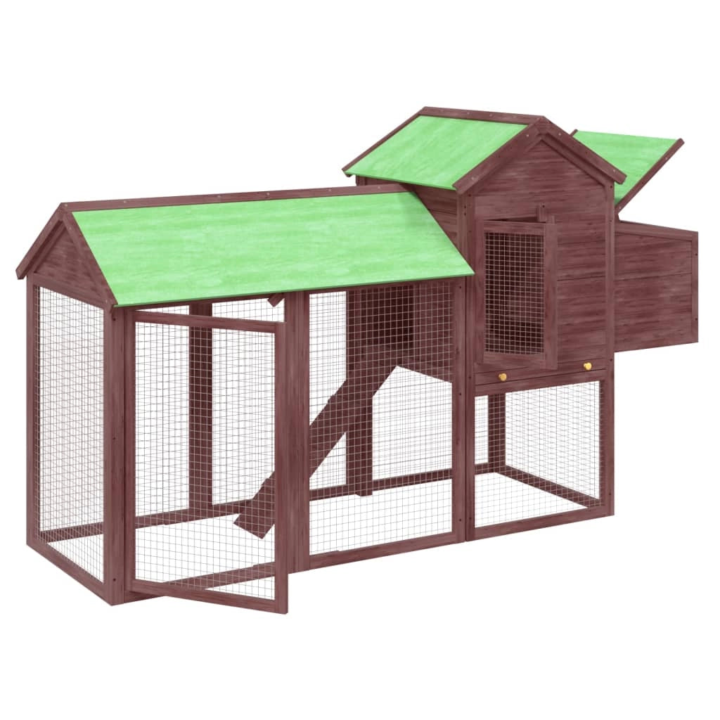 Pollaio/recinto/gabbia per galline colore moka 193 x 65 x 117 cm legno massello di pino marrone 02_0044020