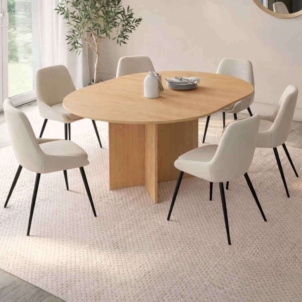 IDMarket - Tavolo da pranzo ovale allungabile MARTHE 4-8 persone effetto faggio 110-150 cm