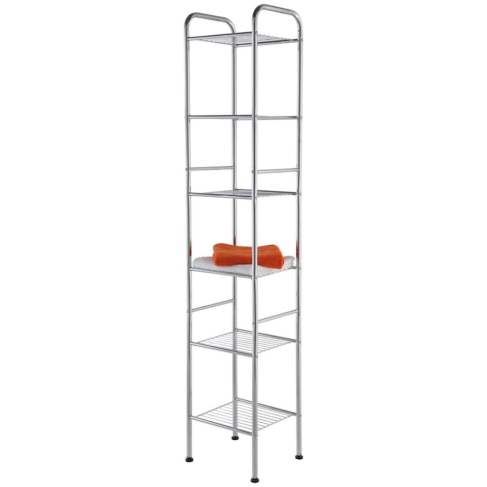 Scaffale portaoggetti a 6 ripiani H 170 cm design moderno in acciaio cromo