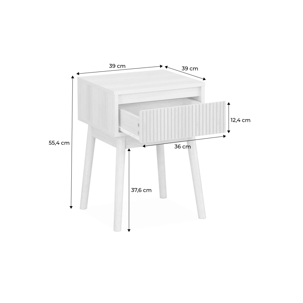 Comodino decorazione legno 1 cassetto, noce