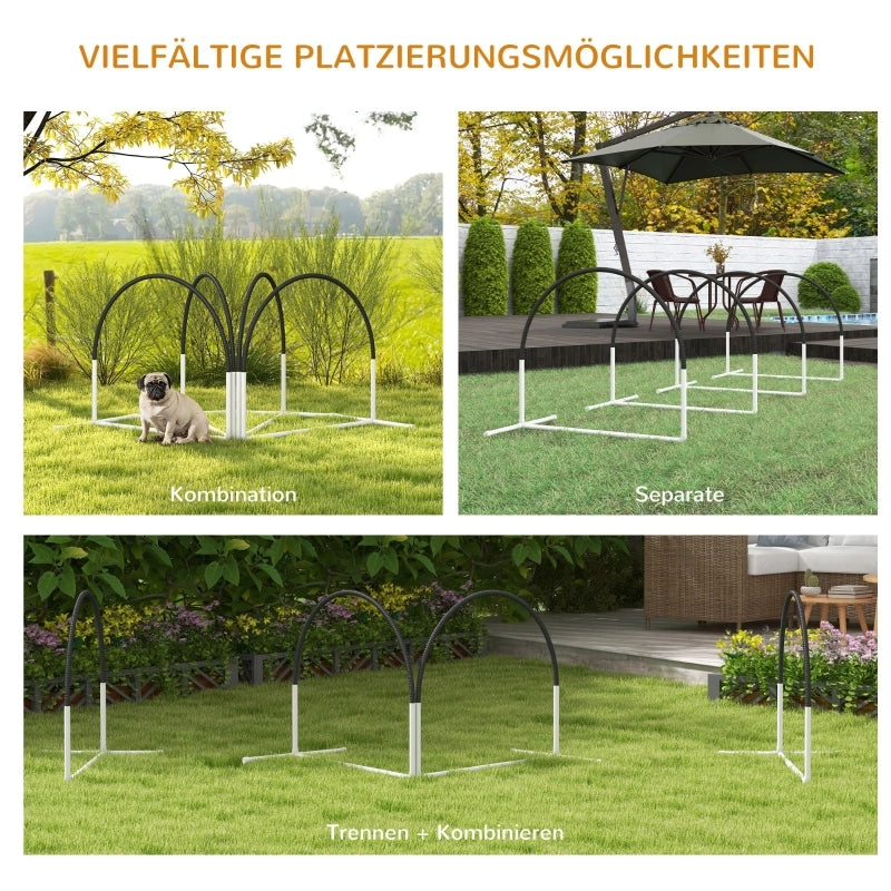 Set per agility dog, accessori per addestramento cani, set agility, 4 pezzi, 89 x 69 x 99 cm, bianco + nero
