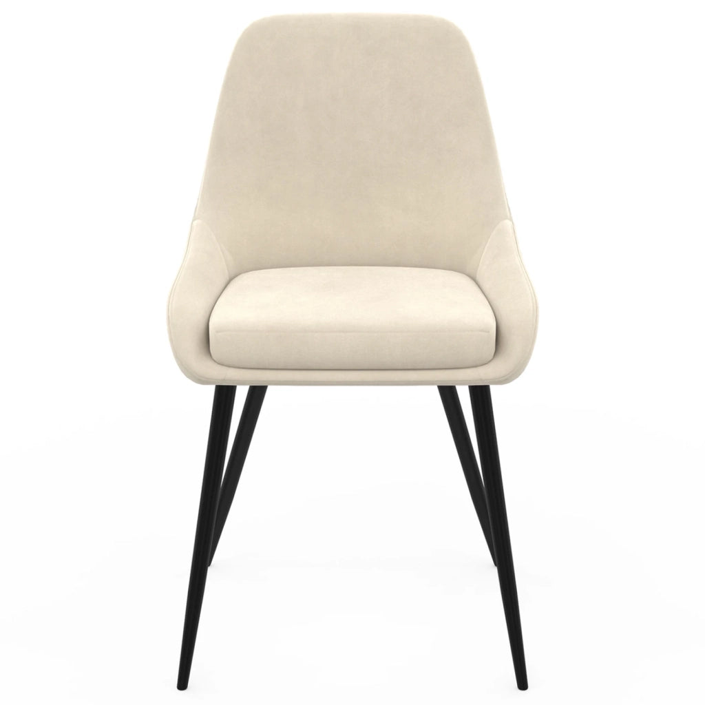 IDMarket - Lote de 4 sillas THALYA de terciopelo beige con medio reposabrazos