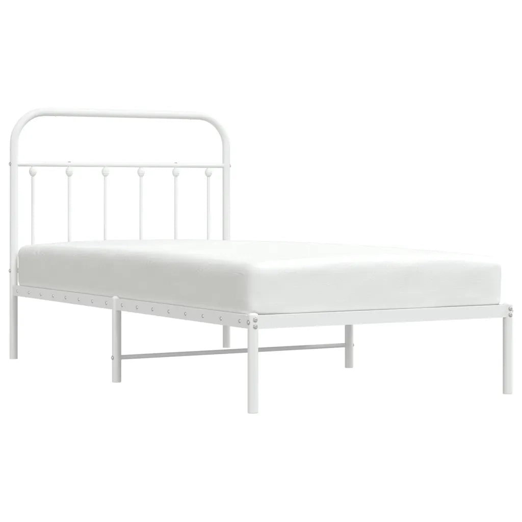 Giroletto con Testiera-Struttura Letto con testiera Metallo Bianco 100x190 cm 999316