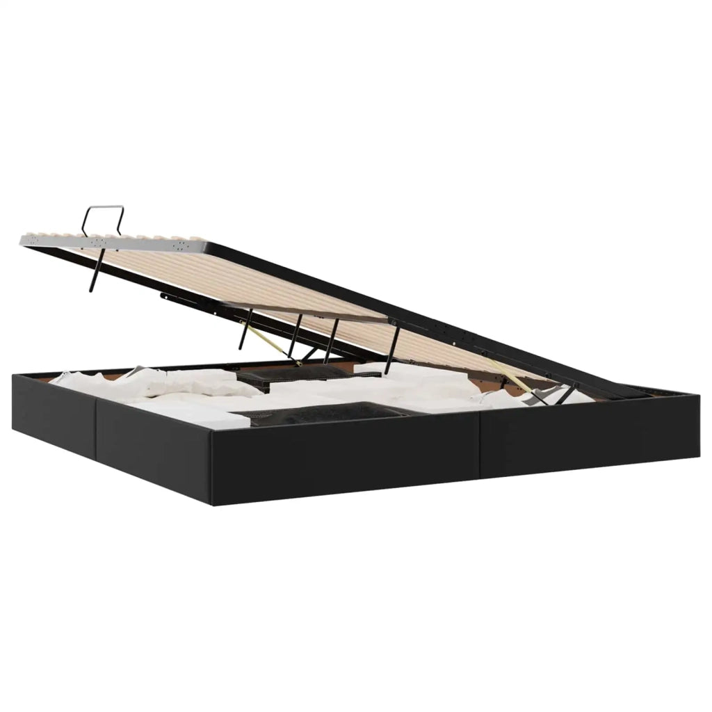 Letto ottomano Nero 200 x 200 cm Pelle Sintetica 3442786