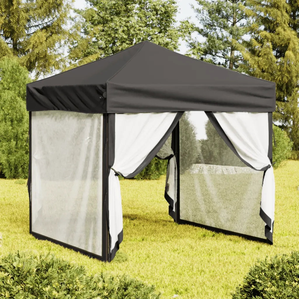 Tenda per Feste Pieghevole con Pareti Laterali-Tenda Gazebo Antracite 2x2 m 407612