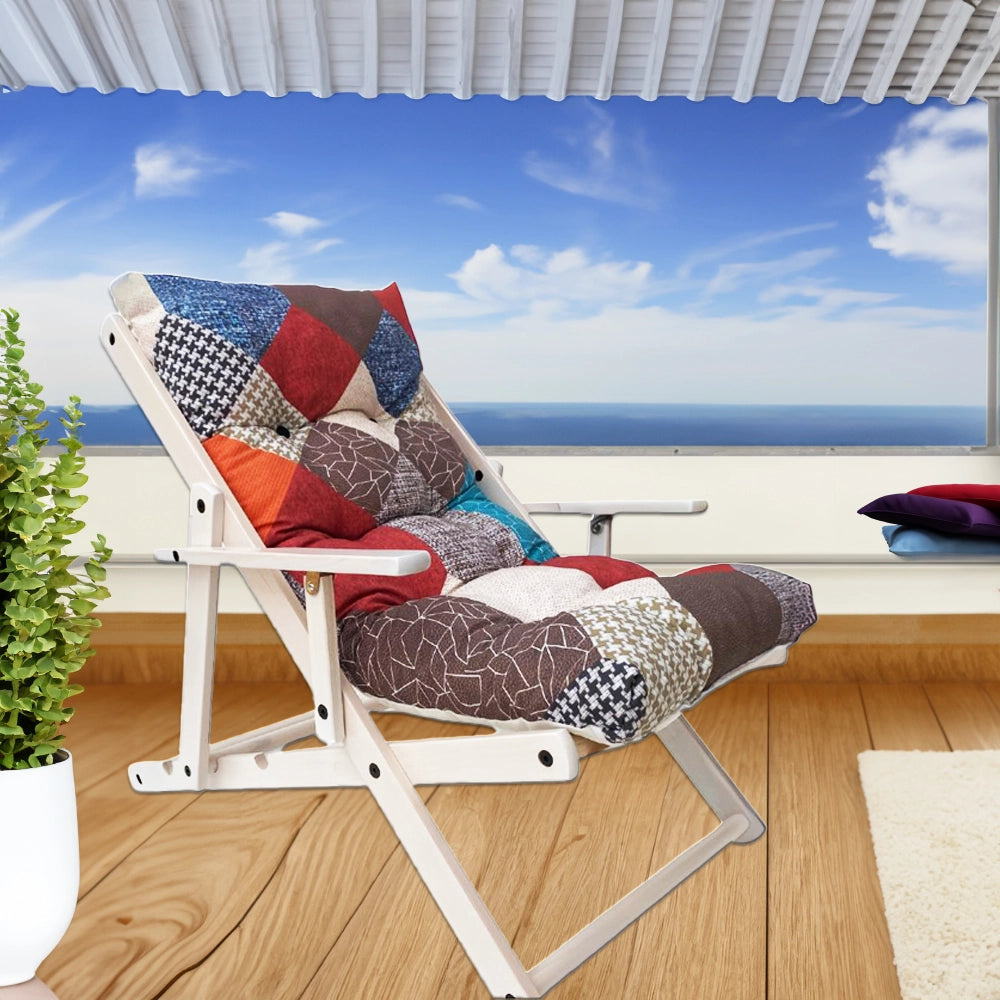 MAURY'S POLTRONA RELAX MAURYTCHWORK COMODONA IN LEGNO 3 POSIZIONI CON CUSCINO IMBOTTITO