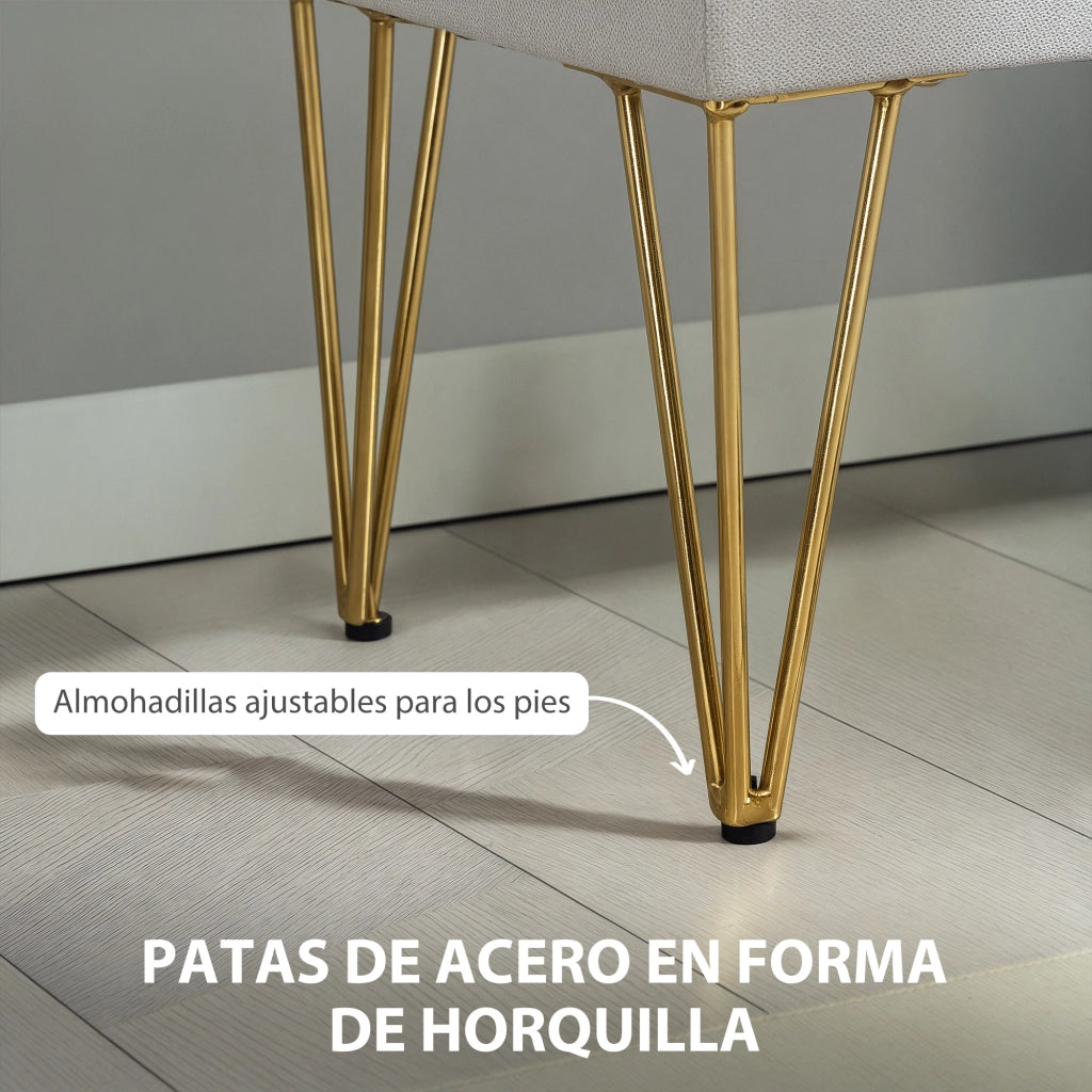 Pouf Piede Letto Imbottito in Tessuto Grigio con Gambe in Acciaio ¨C zephmum ¨C Grigio Chiaro
