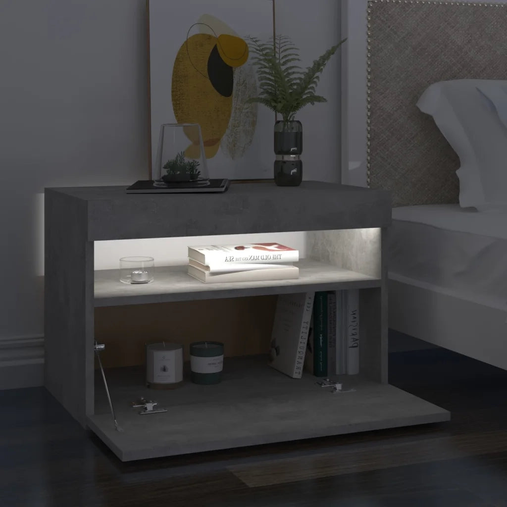 Comodino e Luci LED 2 pz Grigio Cemento 60x35x40 cm Truciolato cod mxl 47697
